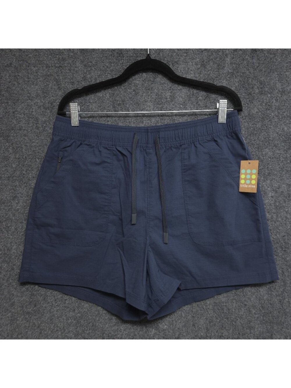 Title Nine Shorts Womens Large Navy Blue Scout High Rise Ripstop Elastic Waist